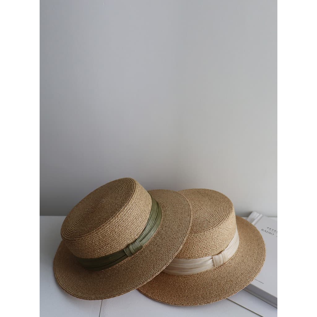 Primavera verão ráfia plana superior chapéu de palha feminino linho de seda simples luz luxo aba plana chapéu superior p