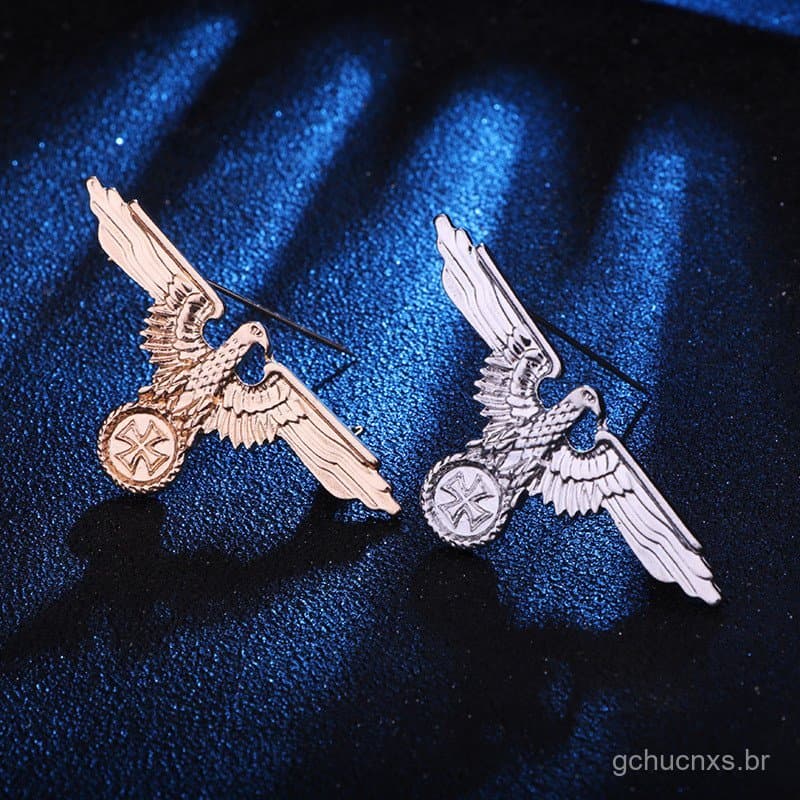 1PC Academia Militar Vento Emblema Águia Cruz Pino Medalha Voadora Vintage Masculino Corsage Ouro Tira Broche