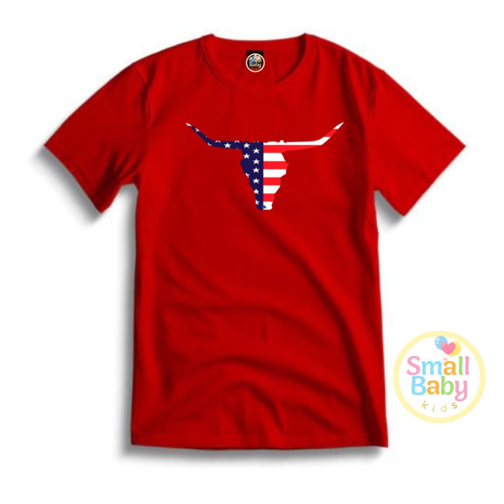 Camiseta Infantil Juvenil Unissex Texas Boi USA Moda Country Sertanejo Premium KIDS