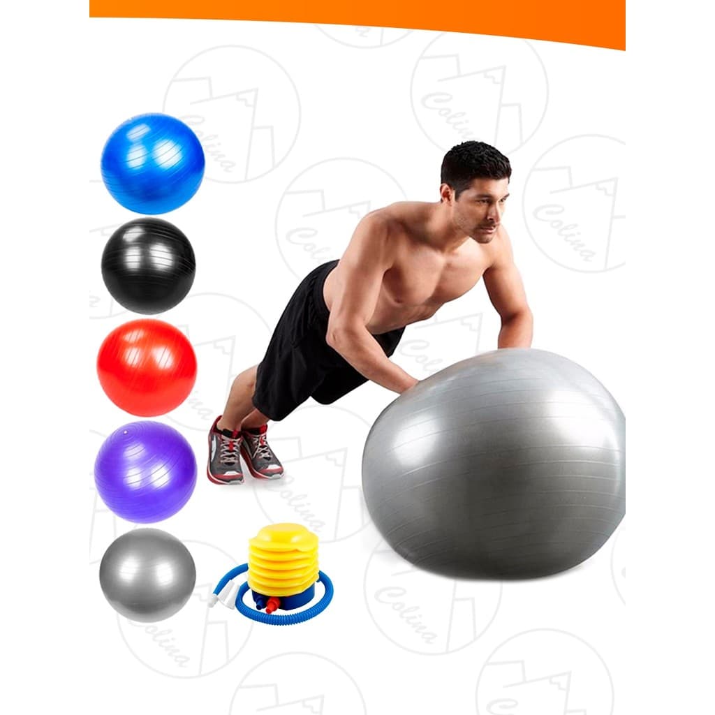 Bola Suiça Para Pilates 65CM Ginástica Academia Funcional Alongamento Acompanha Bomba Nano Shop