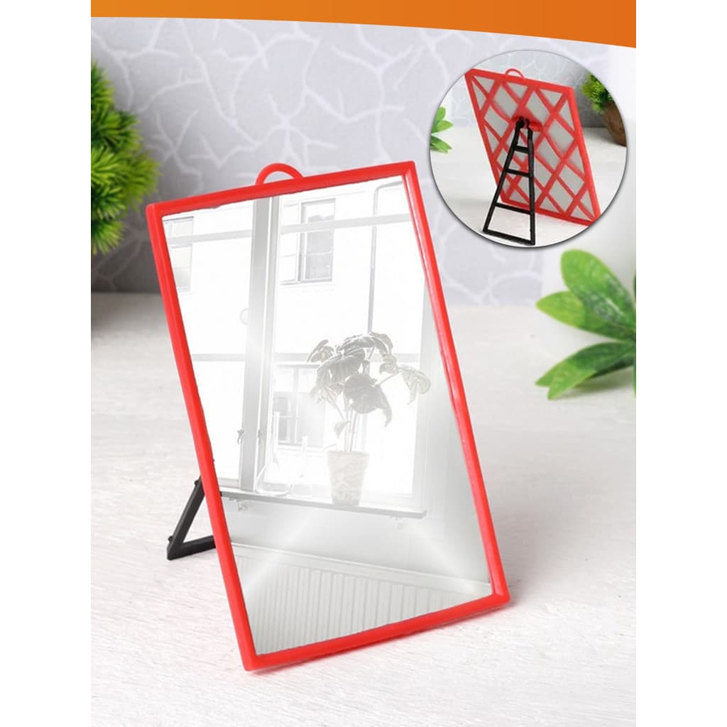 Espelho De Vidro Retangular Com Moldura Para Mesa E Com Alça Para Parede 12x17cm  Nano Shop
