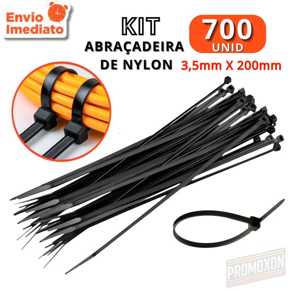 Abraçadeira De Nylon Enforca Gato 3,50mm X 200mm Kit Cinta Plástica Resistente Variáveis Utilidades