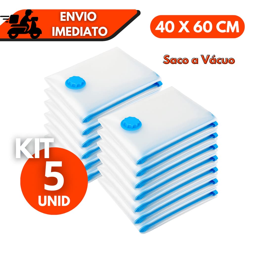 Kit 1/3/5 Sacos a Vácuo 40x60cm Para Roupas Edredom Viagem Organização Reutilizável