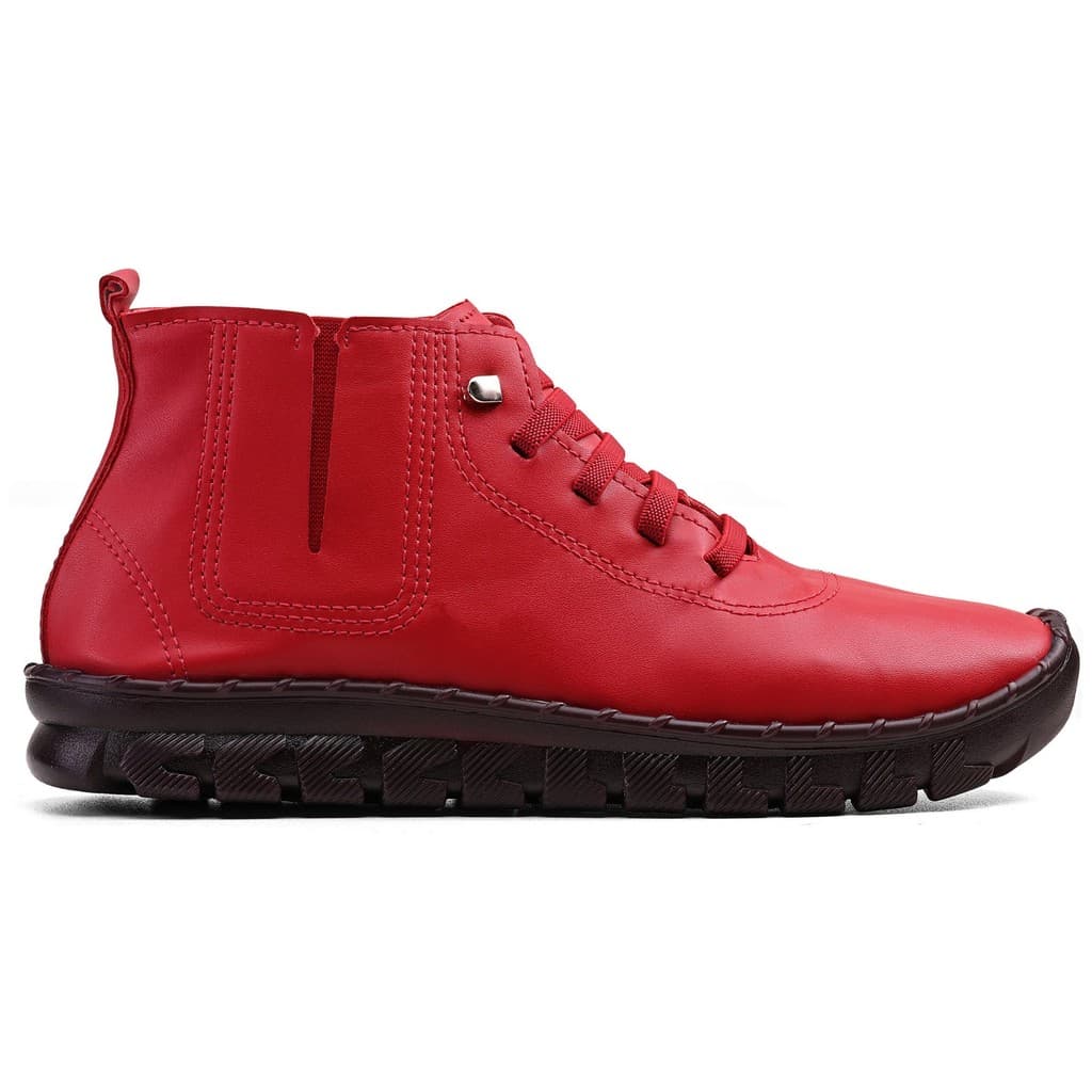 Botinha Feminino Casual Macio Leve Confortável Com Cadarço Sola Reta Bota Feminina