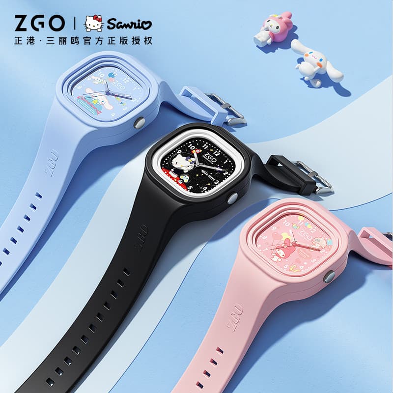 Sanrio relógio infantil feminino 2025 pulseira de Silicone estudantes do ensino fundamental exame relógio bonito à prova