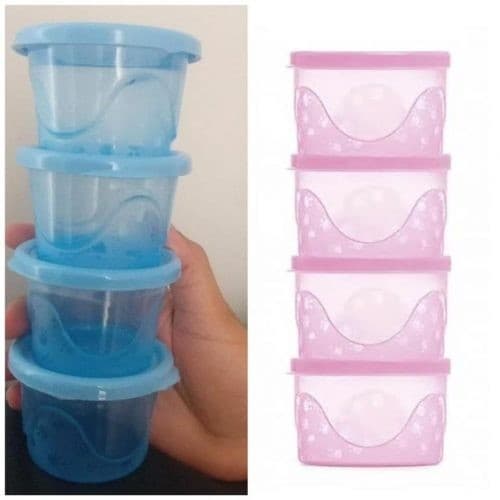 Kit 4 Potes Urso Translúcido 125ml cada Adoleta Bebê | Potinho para Bebê | Porta-Alimento