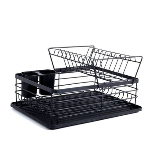 Escorredor Loucas 2 Andares Preto Fosco Resistente Organizador Cozinha Moderno