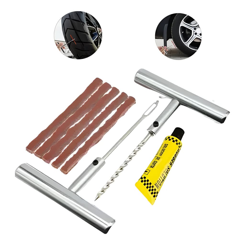 Kit Reparo Macarrão Remendo Pneu Metal Carro Moto Sem Câmara