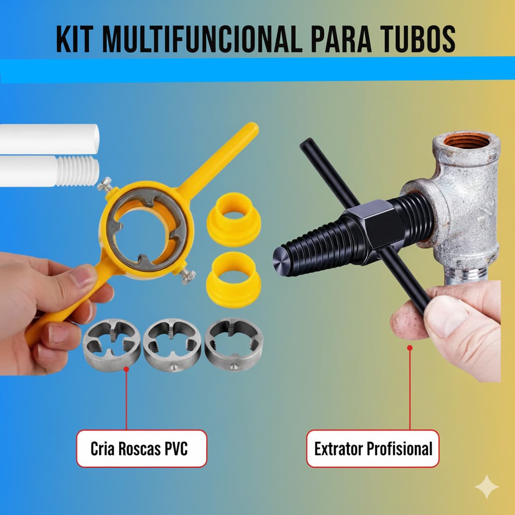 Kit Tarracha Para Cano Pvc 1/2 A 1" + Extrator Cano Quebrado
