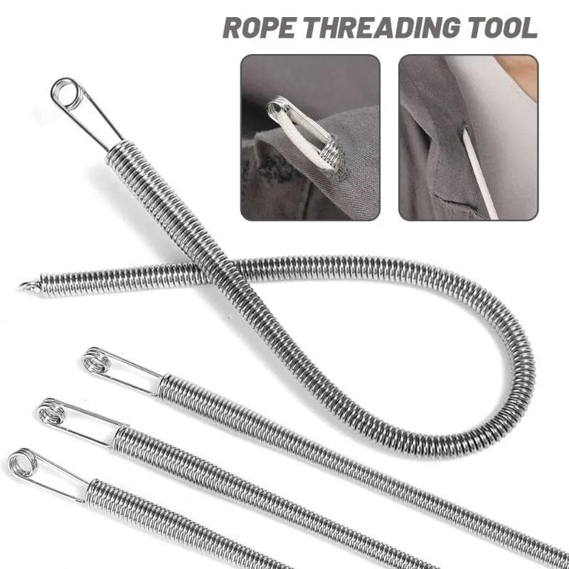 2/5 Pçs Multiuso Corda Rosqueamento Ferramenta DIY Dobrável Primavera Cordão Threader Clipe Agulha De Costura Para Puxar