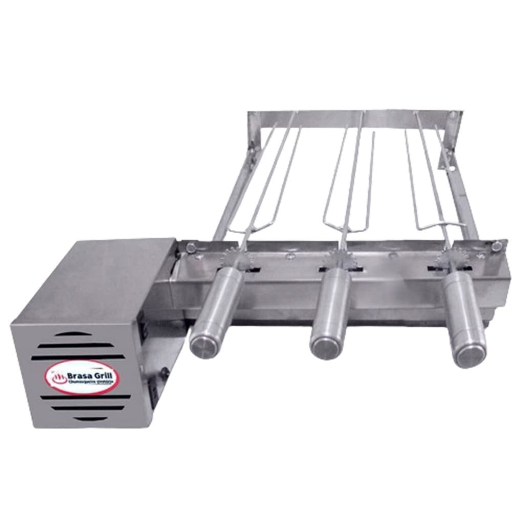 Grill Tradicional Único Andar Gira 3 Espetos Churrasqueira Bivolt Giratória - BG003EUA