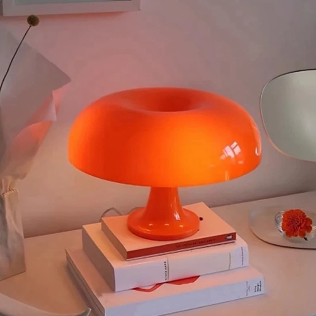 Luminária LED Mesa Estudo Abajur Cogumelo Retrô USB Home Office Decorativo