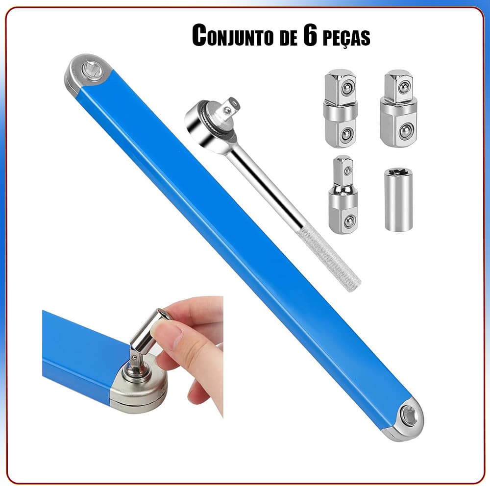 Conjunto de 6 peças chave de extensão multifuncional 1/4 catraca soquete chave de catraca 1/2 1/4 3/8 adaptador