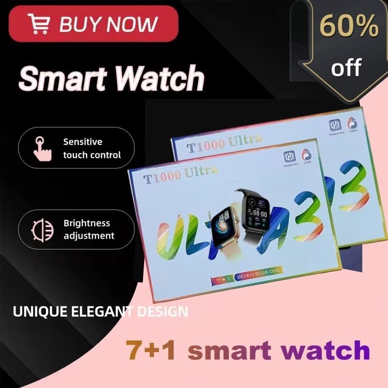 Estoque Local Smartwatch Relógio Inteligente T1000 Ultra 3 À Prova D'água 7 + 1 Alças Bluetooth Chamada Telefônica Espor