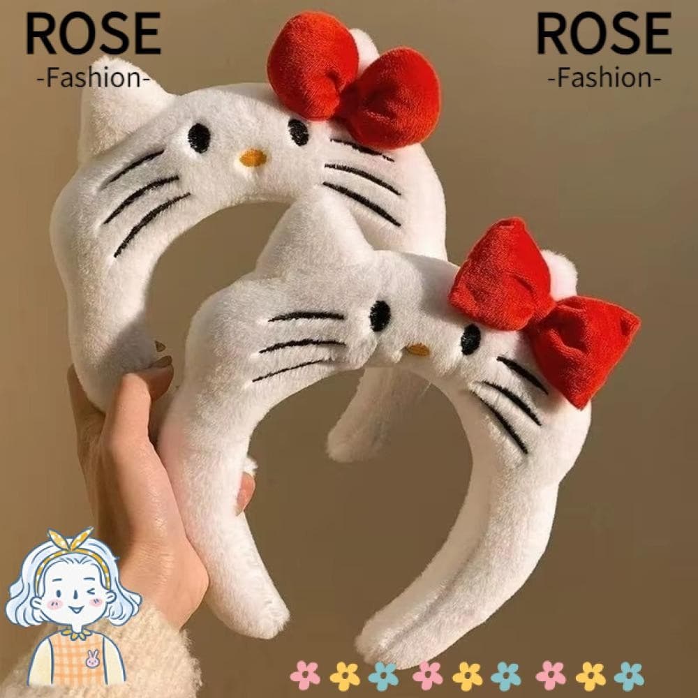 ROSEGOODS Hello Kitty Tiara De Pelúcia , Figuras De Desenhos Animados Sanrio Faixa De Cabeça De Anime Com Design De Laço