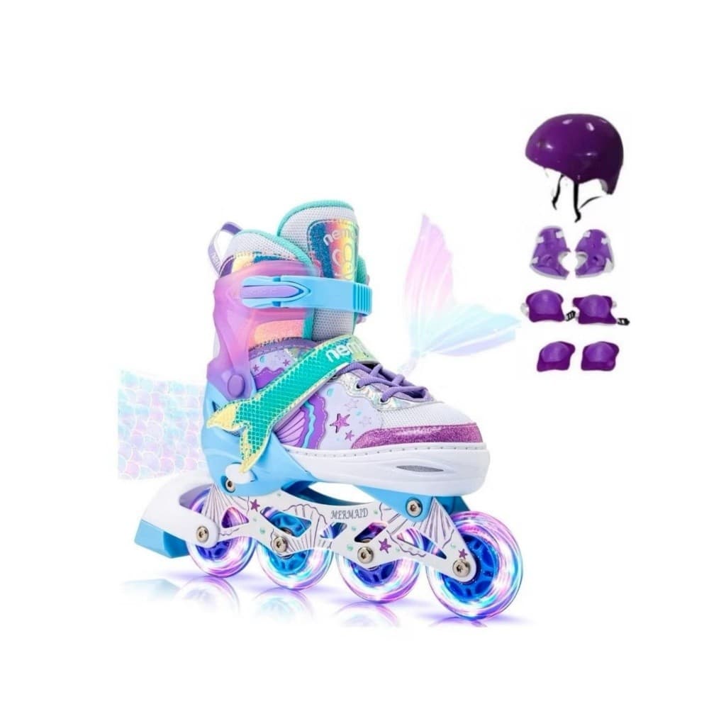 Patins inline infantil ajustável Com LED Com Kit de Proteção em várias cores e tamanhos disponiveis
