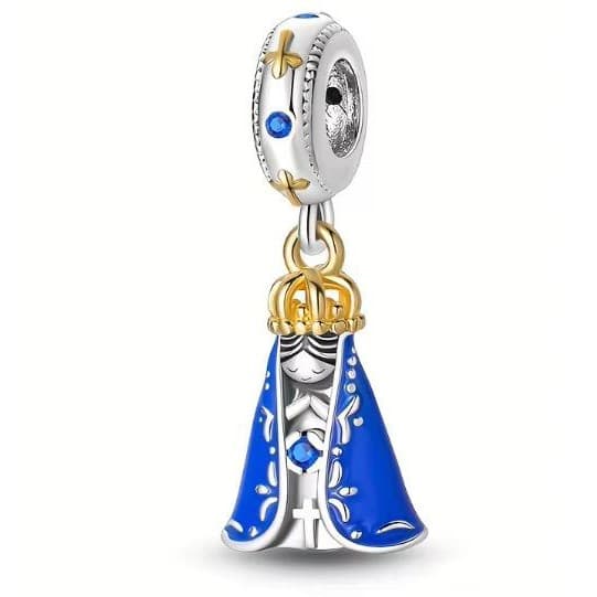 Berloque EK Nossa senhora Aparecida Manto Azul Prata s925