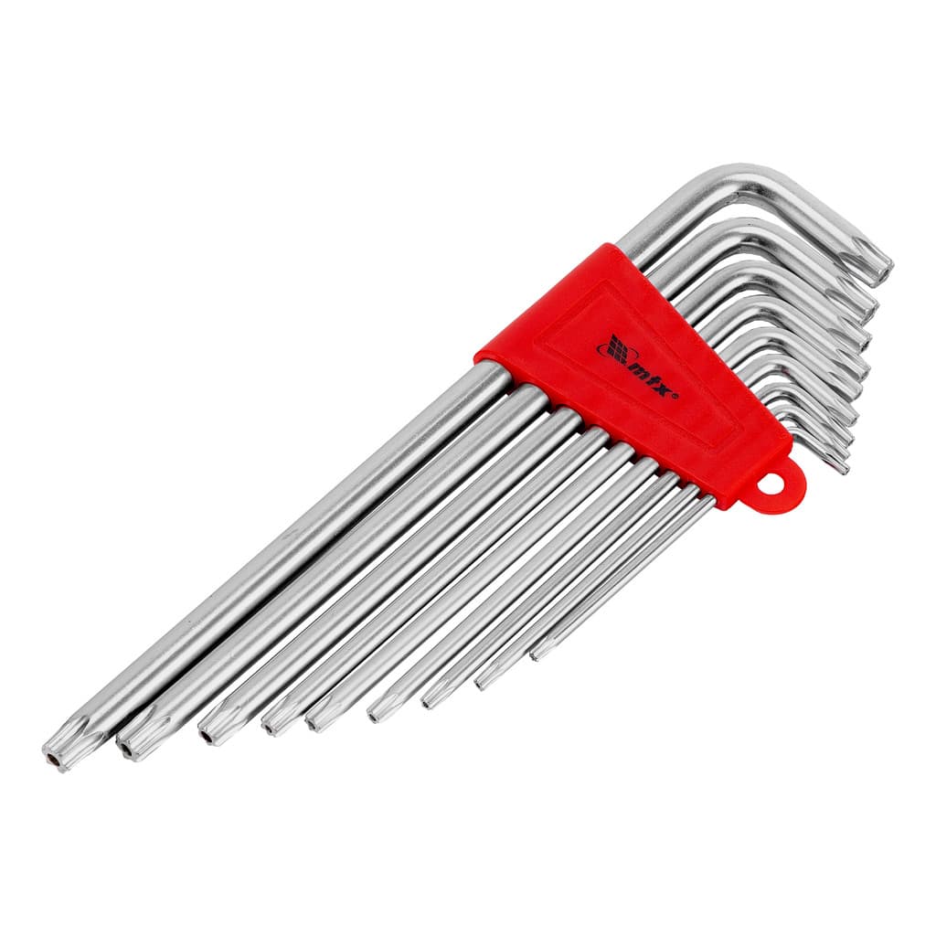 JOGO DE CHAVE TORX EXTRA LONGA, ACABAMENTO ACETINADO, CROMO VANADIO, T10-T50, 9PCS // MTX