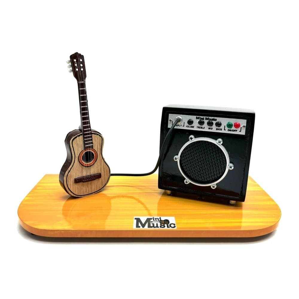 Set Miniatura de Violão Acústico + Amplificador Pequeno (Marrom) - Mini Music