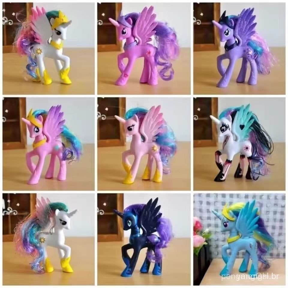 Conjunto Completo de Boneca Pony de 14cm Twilight Sparkle Rainbow Dash Fluttershy Crepúsculo Lua Princesa Figura d 22