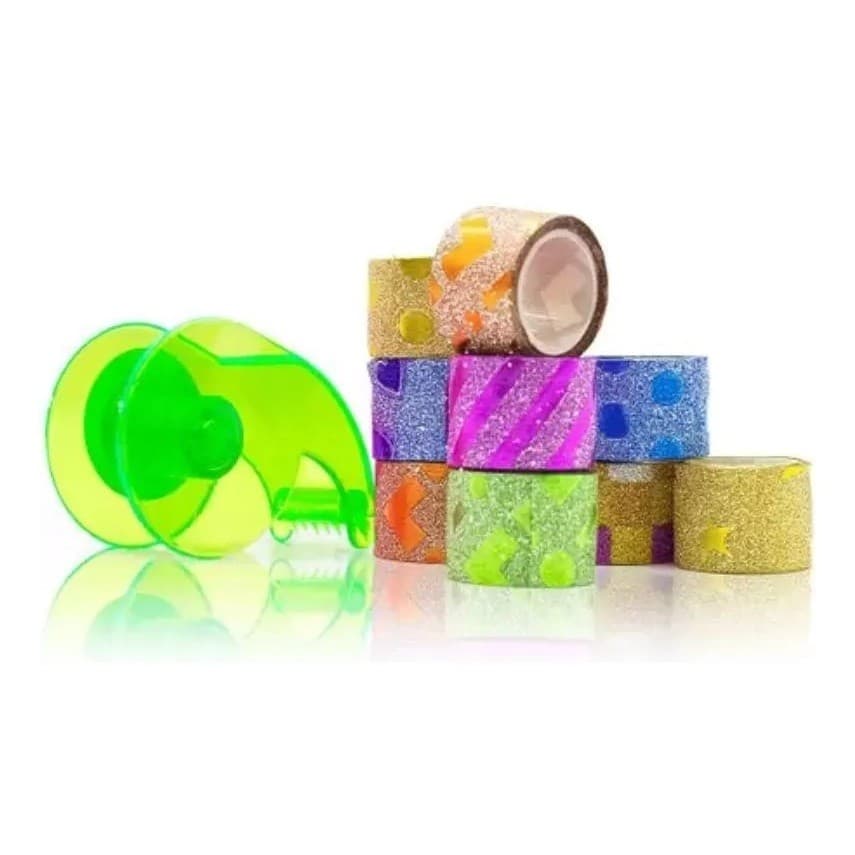 mini fitas adesivas decoradas gliter washi tape e aplicador