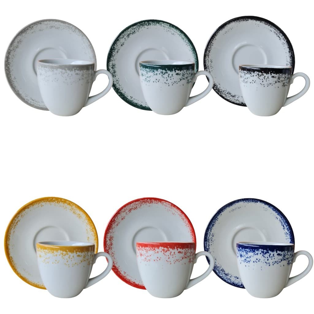 6 Xícaras Chá 200ml Névoa Colorido - Porcelana Schmidt
