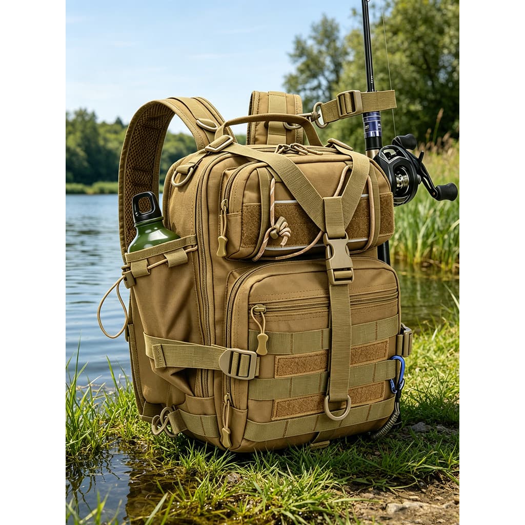 Mochila para isca ao ar livre, bolsa de ombro, grande capacidade, multifuncional, leve, mochila para pesca, equipamento