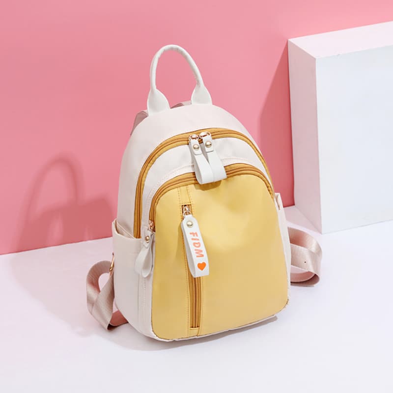 Mochila feminina 2025 novo estilo pequeno fresco verão Multi-bolso lona lazer viagem estudante mochila pequena