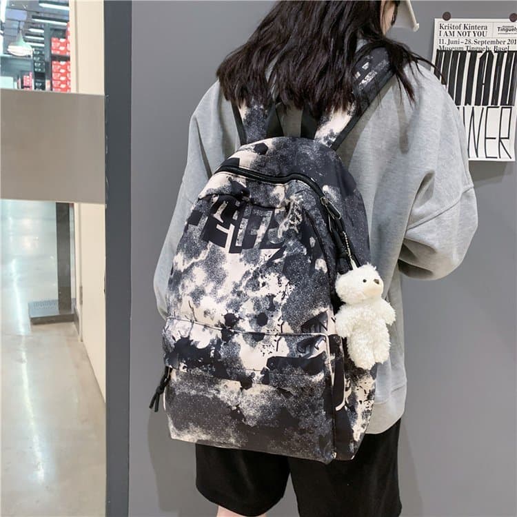 American Street Wear Mochila Graffiti High Street Trendy Feminino Junior High School Student Schoolbag Hip Hop Único Ni