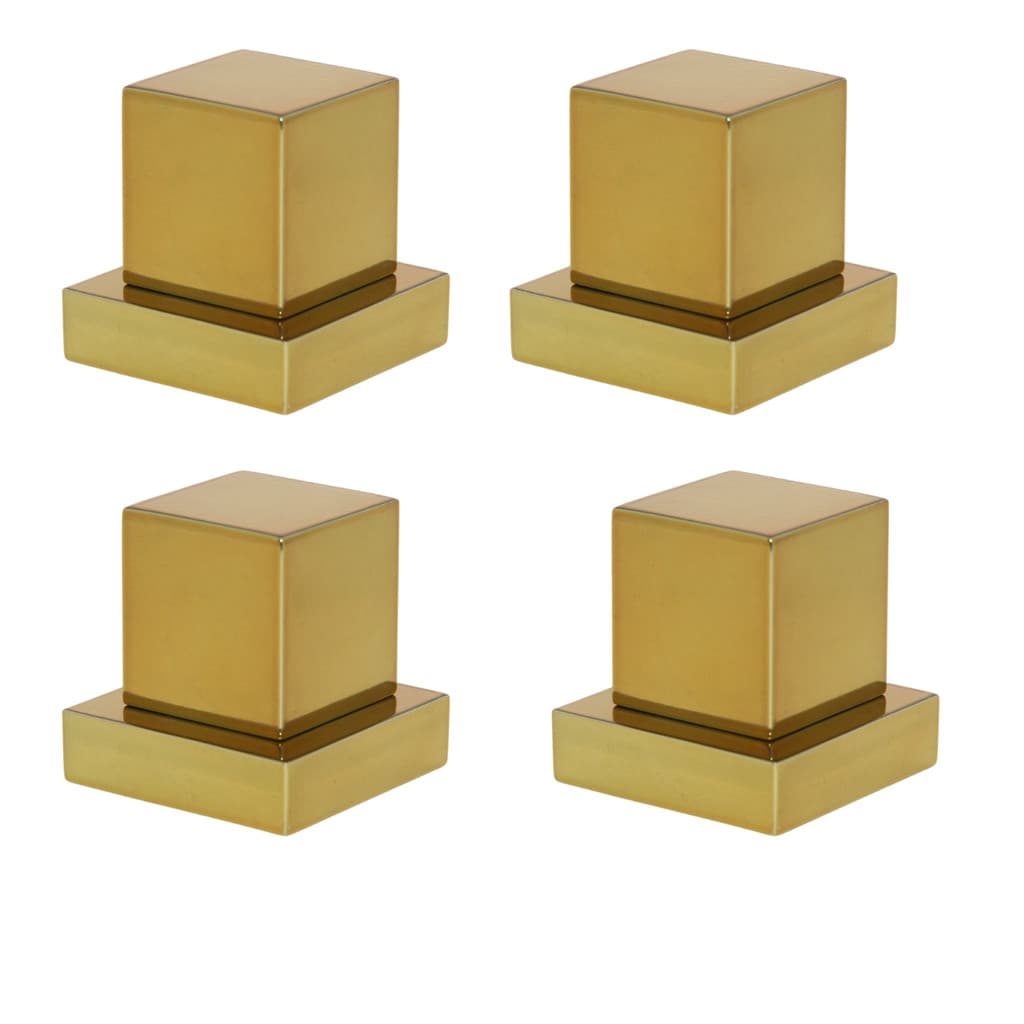 Kit 4 Acabamento Registro Quadrado Metal Alta Qualidade Dourado Luxo Padrão Deca 16 Estrias Chuveiro Pressão e Gaveta