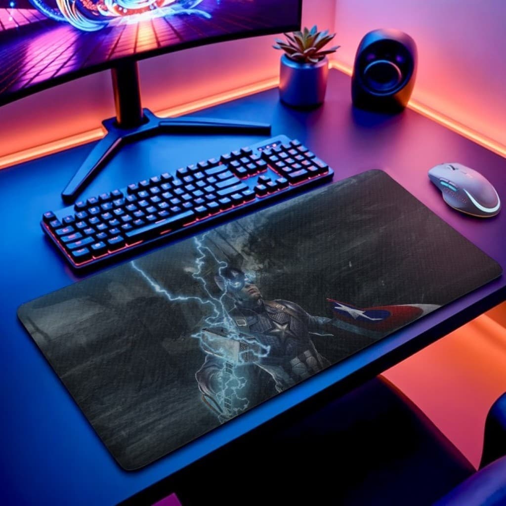 MousePad Grande Marvel Avengers Team Herois 80x30 Extra Grande Setup Gamer Geek
