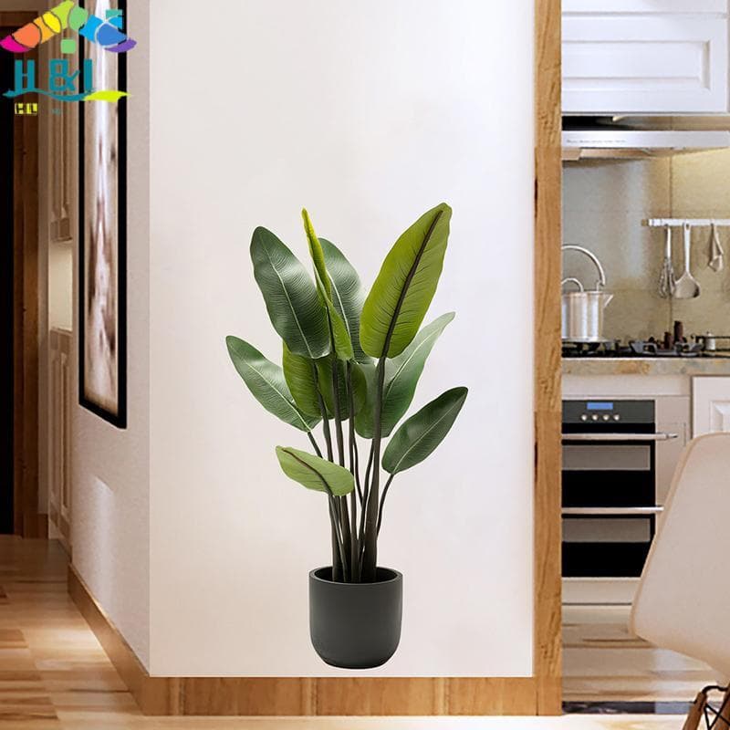 " H & L Grandes Plantas Verdes Tropicais Parede Stiers Folhas De Palma PVC Sala De Estar Arte Pôster De Vinil Papel De D