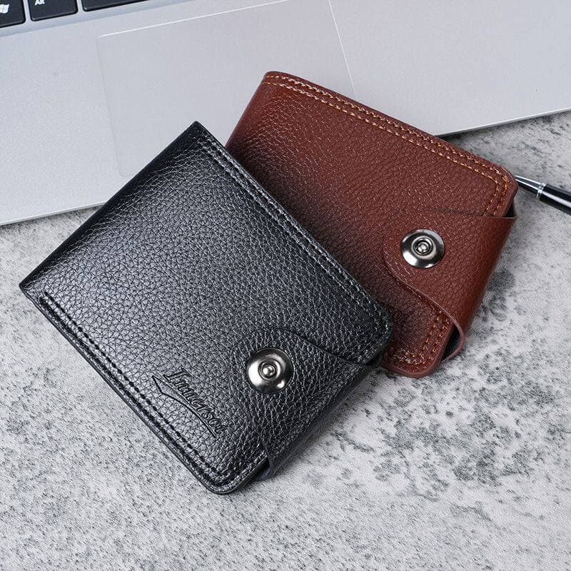 carteira masculina com ziper carteira masculina Carteira Horizontal Casual retrô macia com botão de pressão para estudan
