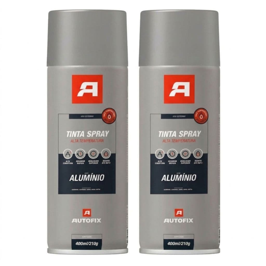 2 Tinta Spray Alumínio Alta Temperatura 600°C Escapamento Motor Metal Churrasqueira Automotivo