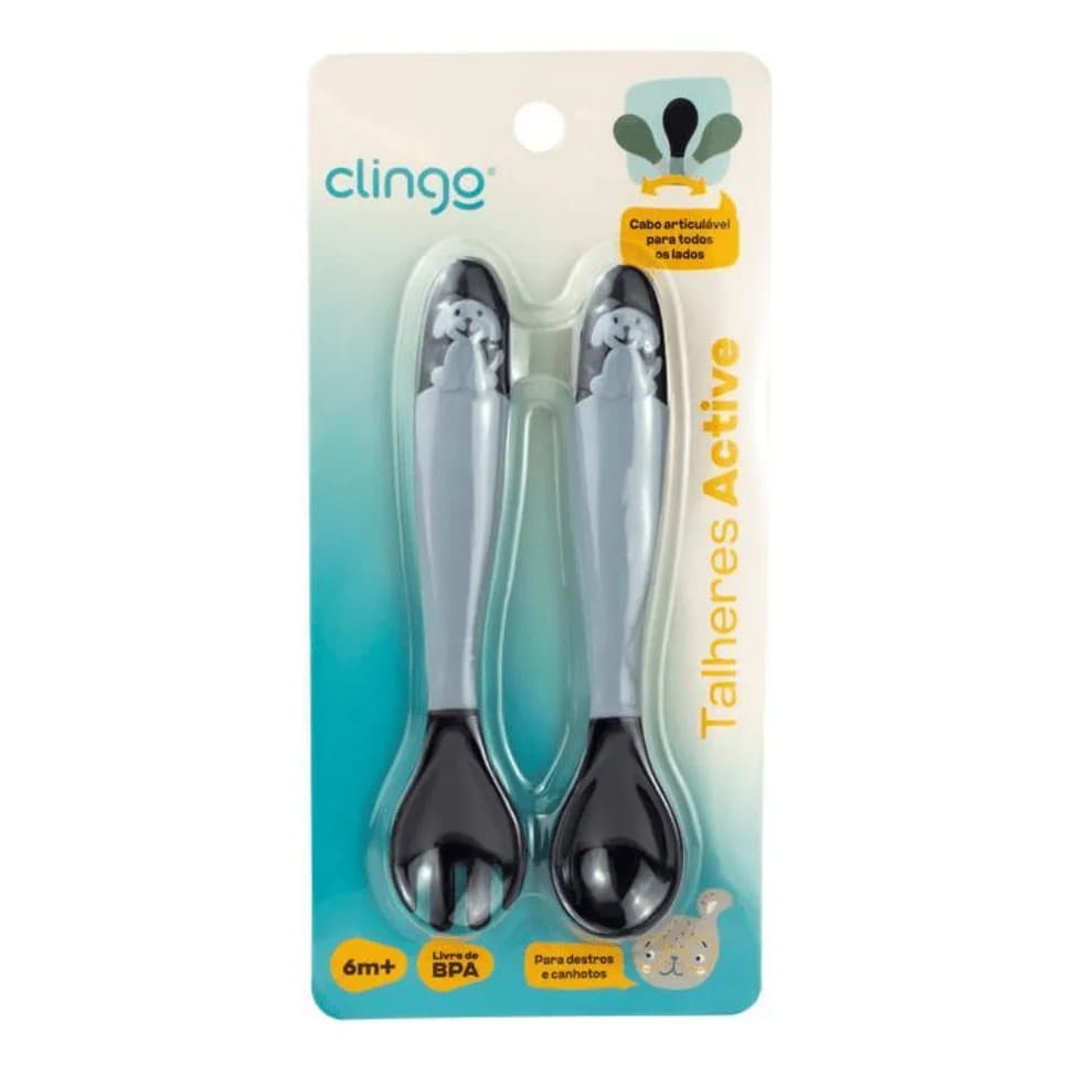 Kit Talheres  Clingo Active Infantil Cabo Dobrável 2 Peças