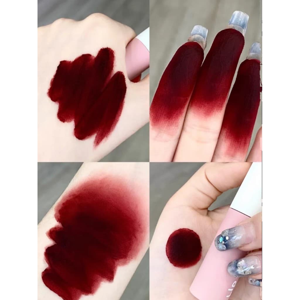 Rosa Plasma Vermelha a Enegrecida!Akf Lip Purê m15 Berry Cerejas Vermelho Escuro Tia Cor Batom Fosco