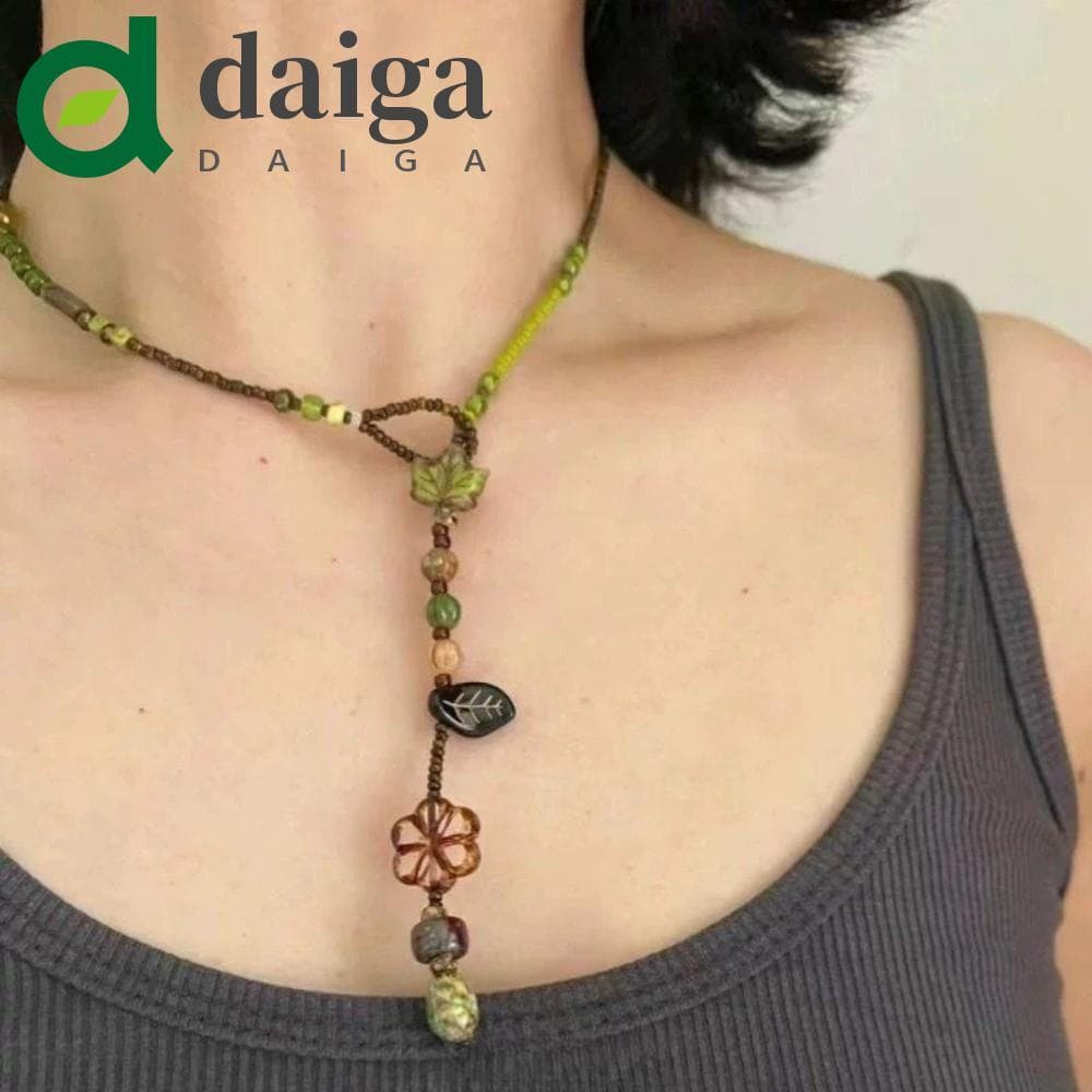 Colar Com Pingente De Flor DAIGA , Gargantilha Contas De Pedra Oca De Design Personalizado , Estilo Vintage