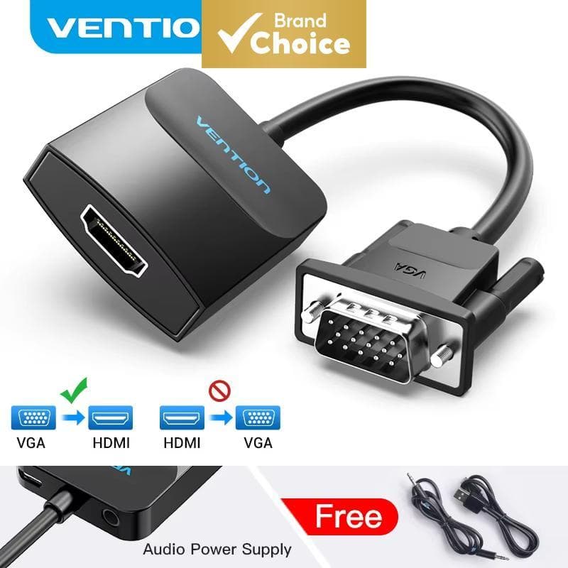Cabo Conversor Vention VGA para HDMI 1080p AV Analógico para Adaptador Digital com Áudio PC para Projetor