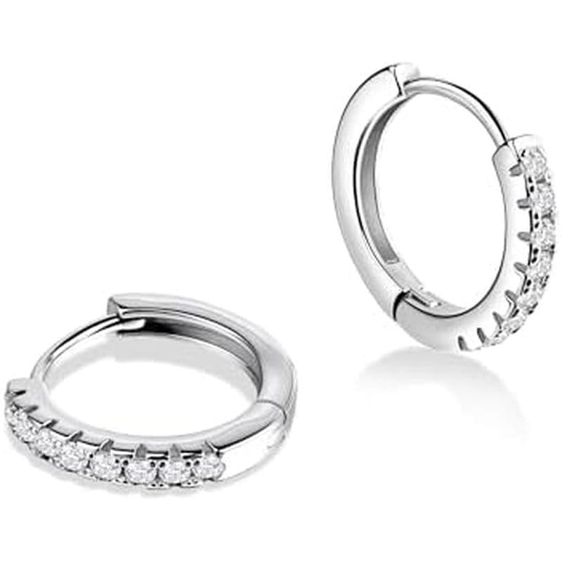 Brincos De Argola Huggie Prateados S Com Zircônia Cúbica Minimalistas Hipoalergênicos Para Mulheres