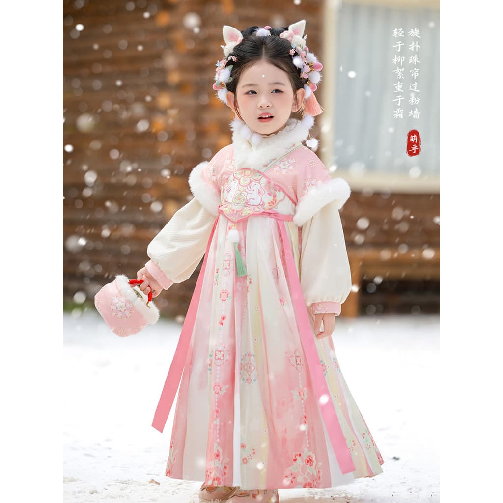 Hanfu meninas estilo inverno 2026 novo estilo crianças chinês estilo fada forro de lã vestido menina traje prince