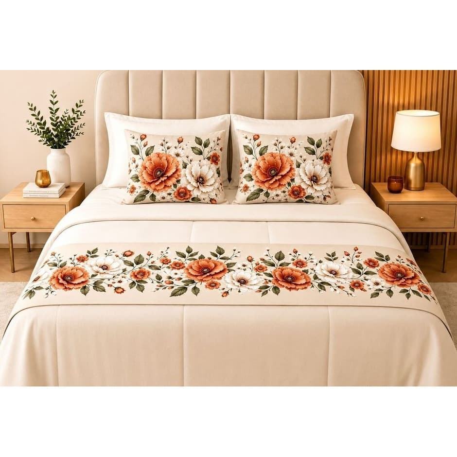 Kit Peseira 3 Peças Estampada Sublimada efeito  3D  + 2 Capas de Almofadas Decorativas