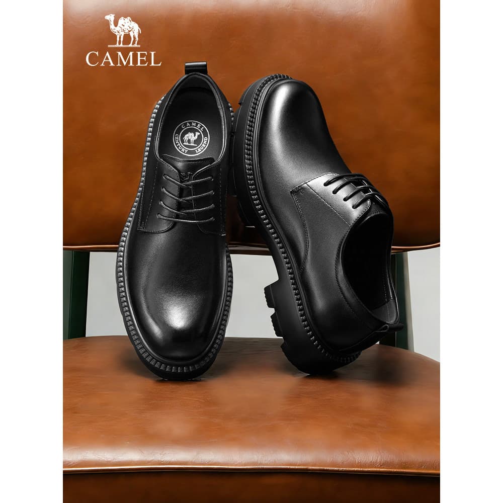 Camelo sapatos masculinos 2026 verão dedo do pé grande de sola grossa Derby sapatos de negócios casuais casamento noivo