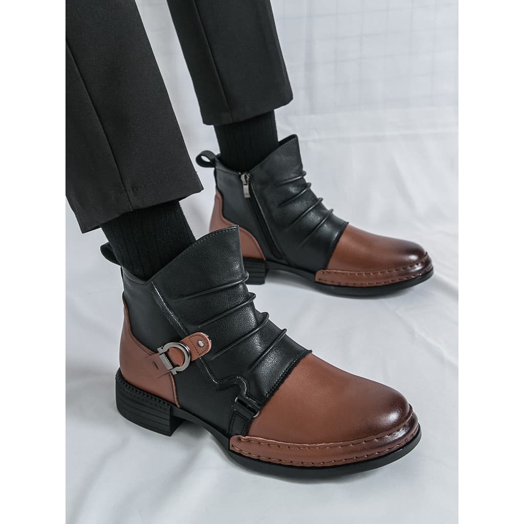Martin botas masculinas de cano alto britânico Retro botas curtas Chelsea botas motocicleta Mid-top de cicli