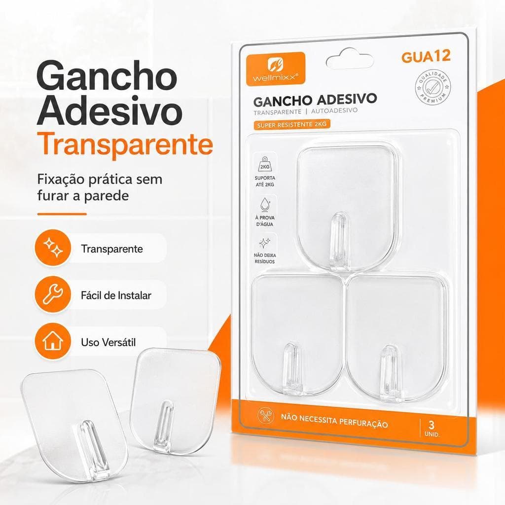 H'Maston GUA12 Gancho Plástico Tipo U Grande x3 – Suporte Forte, Ideal para Organização em Casa
