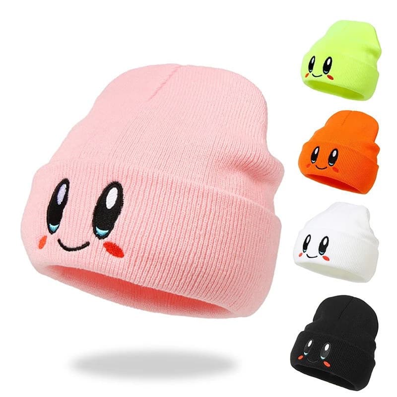 5 Estilo Anime Desenho Animado Olhos Fofos Kawaii Kirby Hat Cosplay Mantenha Quente Chapéu De Malha Unissex Adulto Crian