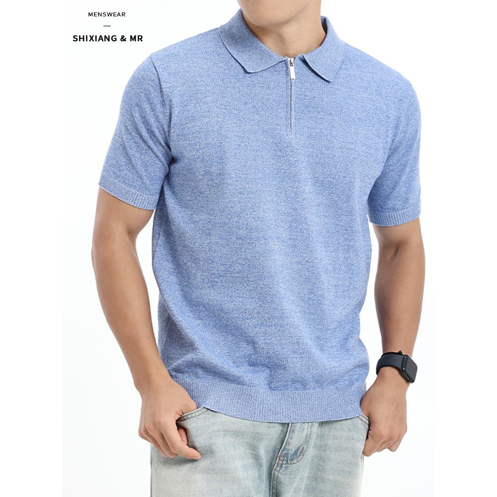 Camisa polo Paul de manga curta estilo dinheiro antigo masculina verão estilo fino respirável lapela topo de malha Casua