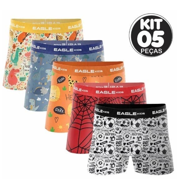 KIT C/ 5 CUECAS BOXERS INFANTIL
