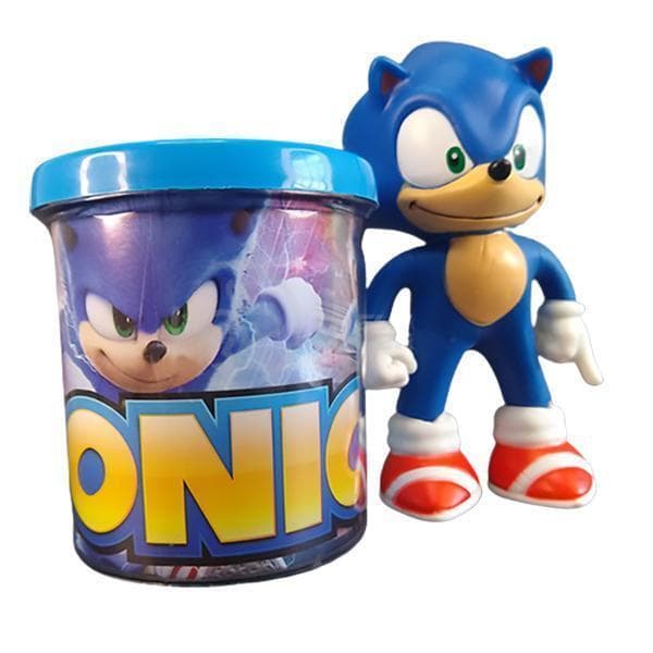 Kit Boneco Sonic Azul Articulado 15cm + Caneca 350ml