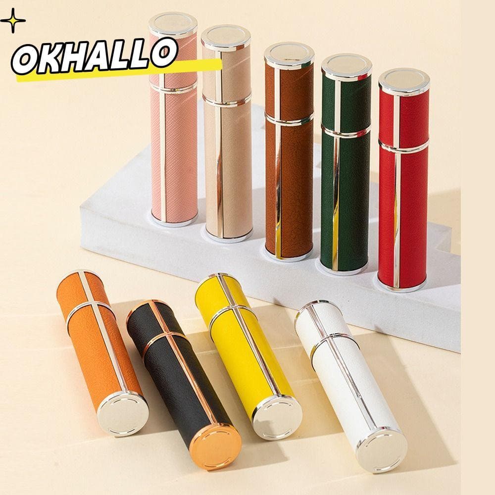 Garrafa OKHALLO , Frasco De Spray Vazio De Couro PU , Recipiente Cosmético Recarregável À Prova De Vazamento De 10ml Par