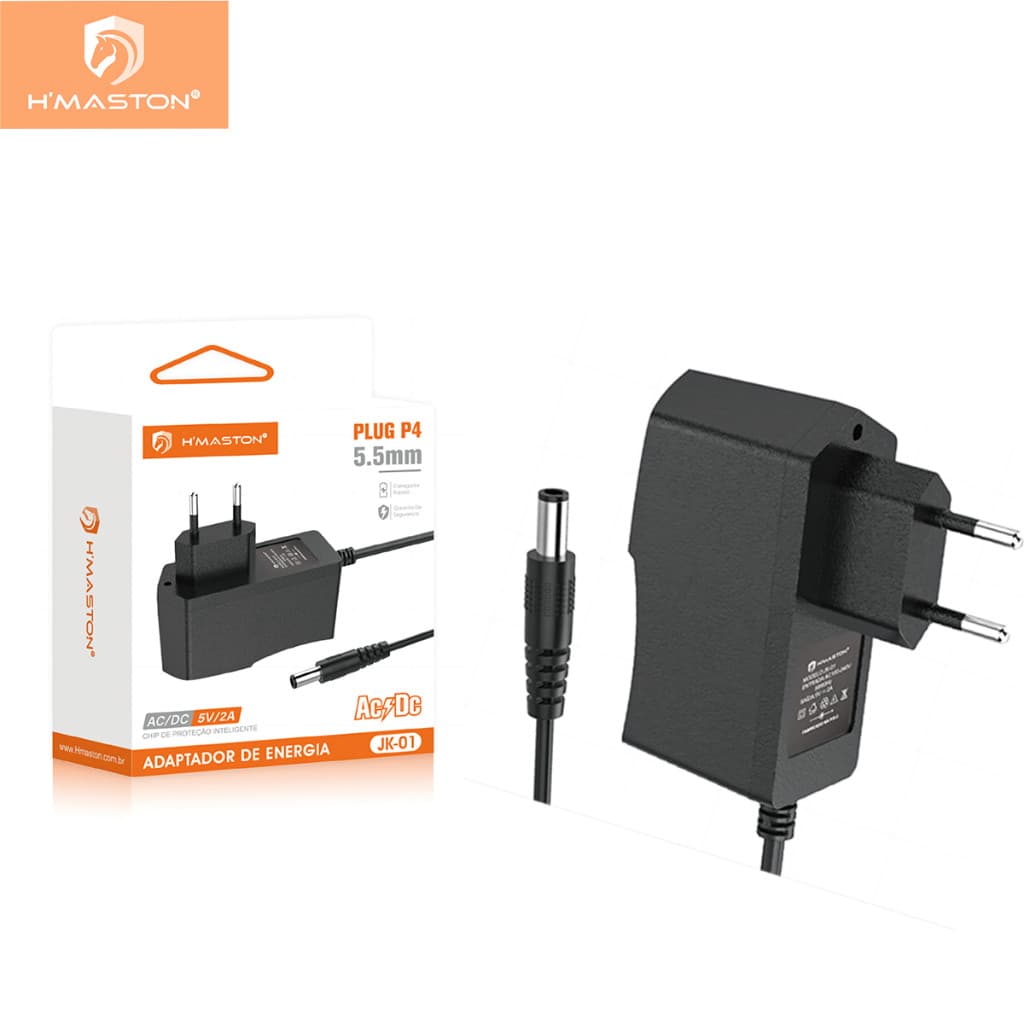 H'maston JK-01 Fonte 5v 2a Power Adapter Bivolt Ac/dc - Com Plug P4 5.5mm